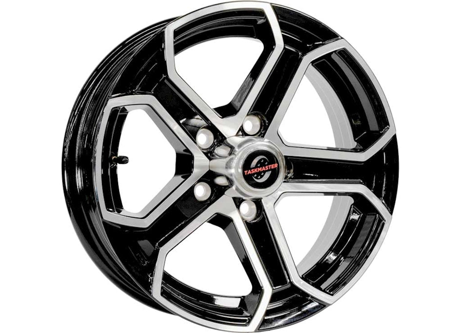 Taskmaster Trinity Aluminum Trailer Wheel – 15x5, 5 on 4.5, Machined Black | Center Cap Included