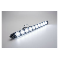 TecNiq T10-LC00-1 White LED Auxiliary Lamp — Front Angled View Showing 11 Clear LED Optics | 15-1/2" Slim Profile