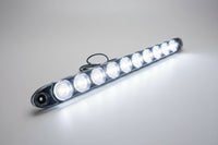 TecNiq T10-LC00-1 White LED Auxiliary Lamp — Front Angled View Showing 11 Clear LED Optics | 15-1/2" Slim Profile