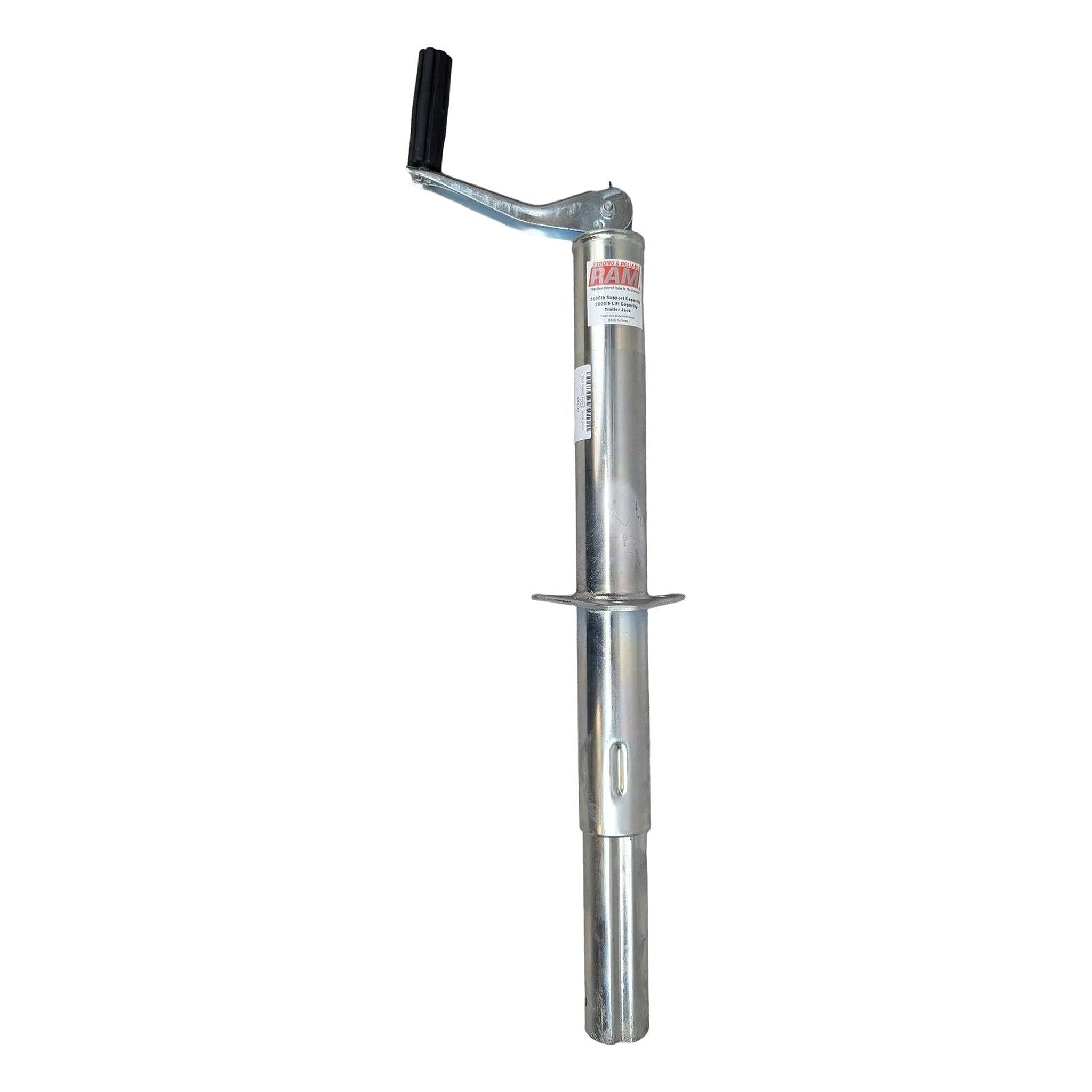 RAM TJA-2000-Z A-Frame Trailer Tongue Jack — 2,000 lb Top Wind Zinc Plated