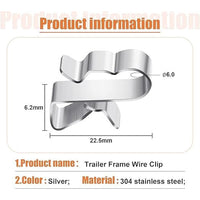 Trailer Frame Wire Clips Stainless Steel Metal Cable Clips 22.5 mm/ 0.89 Inch Solar Panel Double Wire Clamps Trailer Clamps for PV Wiring Boat Cable