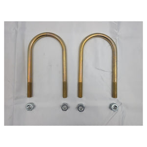 Trailer axle U-bolt kit - two 4" x 8-1/8" round U-bolts with four 5/8"-11 locknuts for 9,000 lb trailer axles