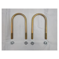 Trailer axle U-bolt kit - two 4" x 8-1/8" round U-bolts with four 5/8"-11 locknuts for 9,000 lb trailer axles