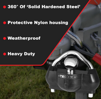 Trimax UMAX100 features — 9/16 inch shackle, ballistic nylon housing, 7-pin key
