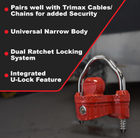 Trimax UMAX25 features — dual ratchet locking, hardened HEX shackle, 7-pin key