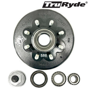 TRP 12" 8k Brake Hub Assembly - 8 on 6.5 Bolt Pattern 5/8" Stud Kit w Bearings - full product view | AAA Trailer