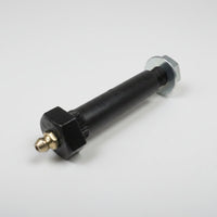 TruRyde FA-7-187 greasable shackle bolt with 7/16" flanged lock nut – single, showing brass zerk grease fitting and step-down 9/16" to 7/16" shoulder