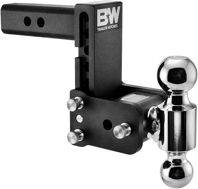 B&W Tow & Stow Adjustable Trailer Hitch Ball Mount – 2" Receiver, Dual Ball (2" & 2-5/16"), 5" Drop | TS10037B - 10,000 lbs -