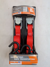Doleco USA Tie-Down Cam Buckle Strap 1" x 8' Lashing Strap (Pack of 2) - full product view | AAA Trailer