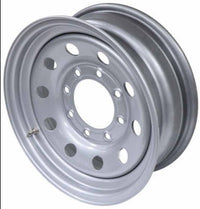 Vesper 16" x 6" Steel Modular Trailer Wheel - 8 lug on 6.5 Bolt Pattern - Silver or Black - 7,000 lb, 8x6.5 - close-up view |