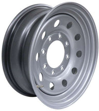 Vesper 16" x 6" Steel Modular Trailer Wheel - 8 lug on 6.5 Bolt Pattern - Silver or Black - 7,000 lb, 8x6.5 - close-up view |
