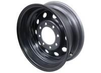 Vesper 16" x 6" Steel Modular Trailer Wheel - 8 lug on 6.5 Bolt Pattern - Silver or Black - 7,000 lb, 8x6.5 - close-up view |