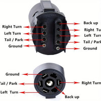 7-Way Round to 4 & 5 Pin Flat Trailer Adapter with Dust Covers - close-up view | AAA Trailer