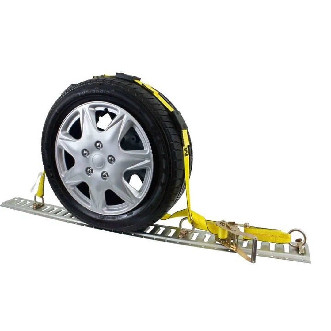Wheel Straps with E-Track Fittings  Auto Hauler Ratchet Strap for Towing a Car, ATV, UTV or Van (PAIR)