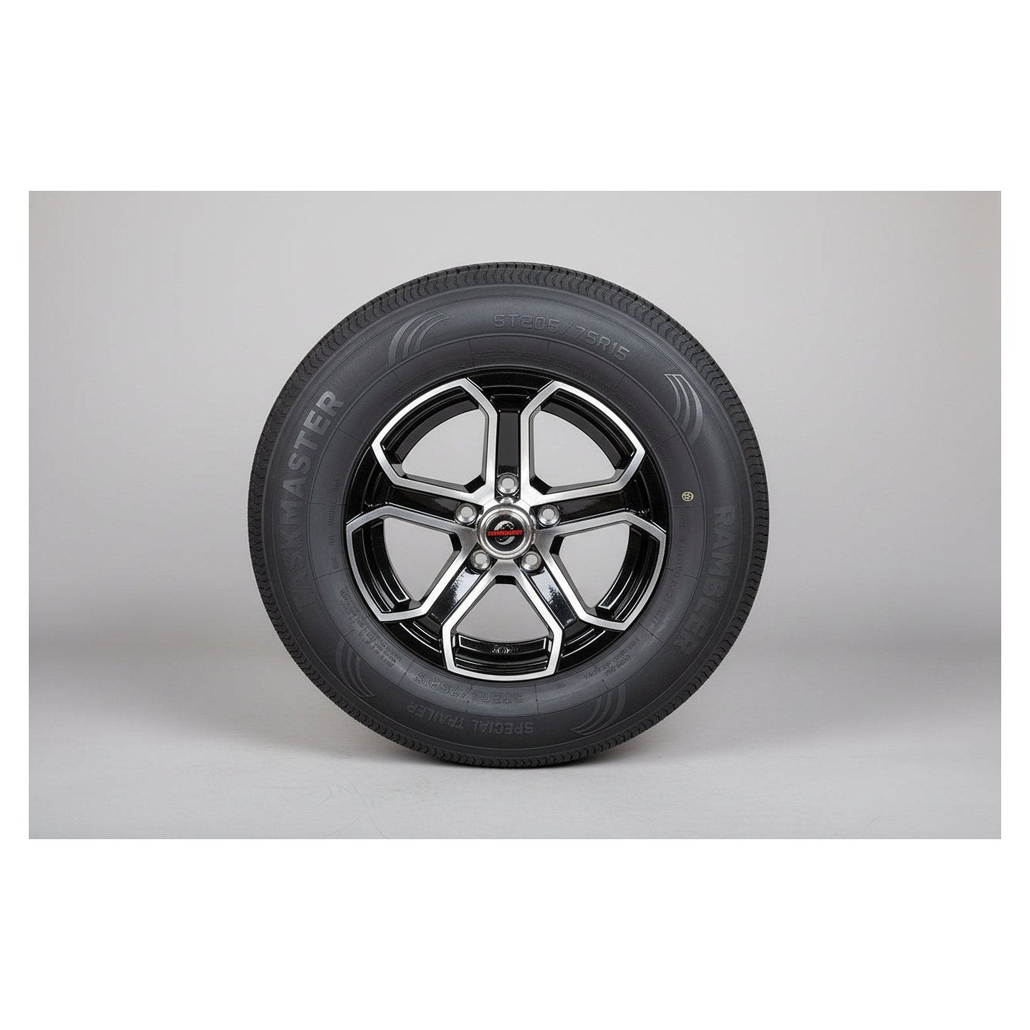 ST205/75R15 Trailer Tire and Wheel – Load Range C | Trinity Aluminum Wheel | 5 Lug - full product view | AAA Trailer