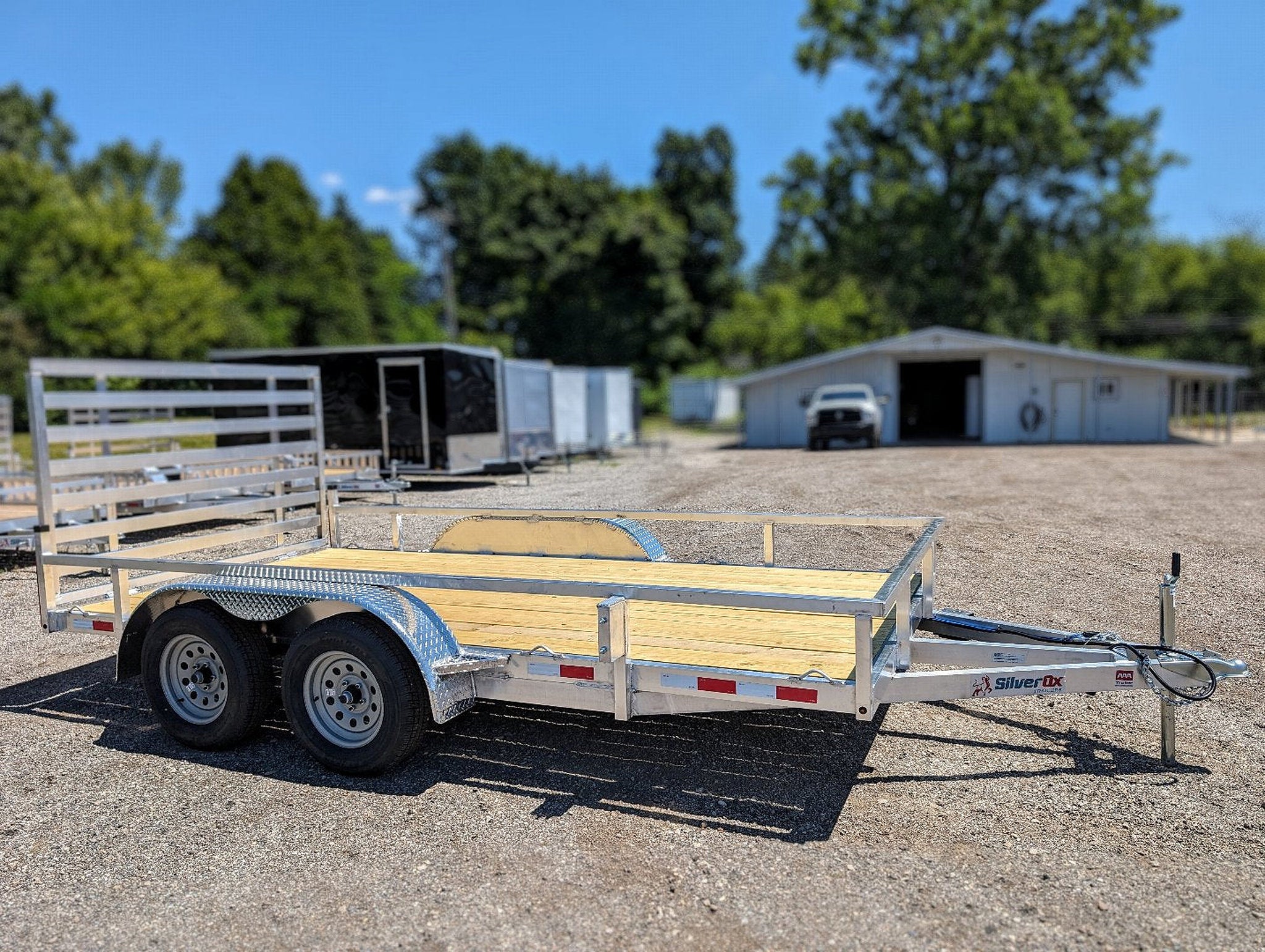 Silver Ox 7x14 Aluminum Tandem Axle Utility Trailer – Ramp Gate – Electric Brakes | AAA Trailer - 5,710 lb, 7x14 - full produ