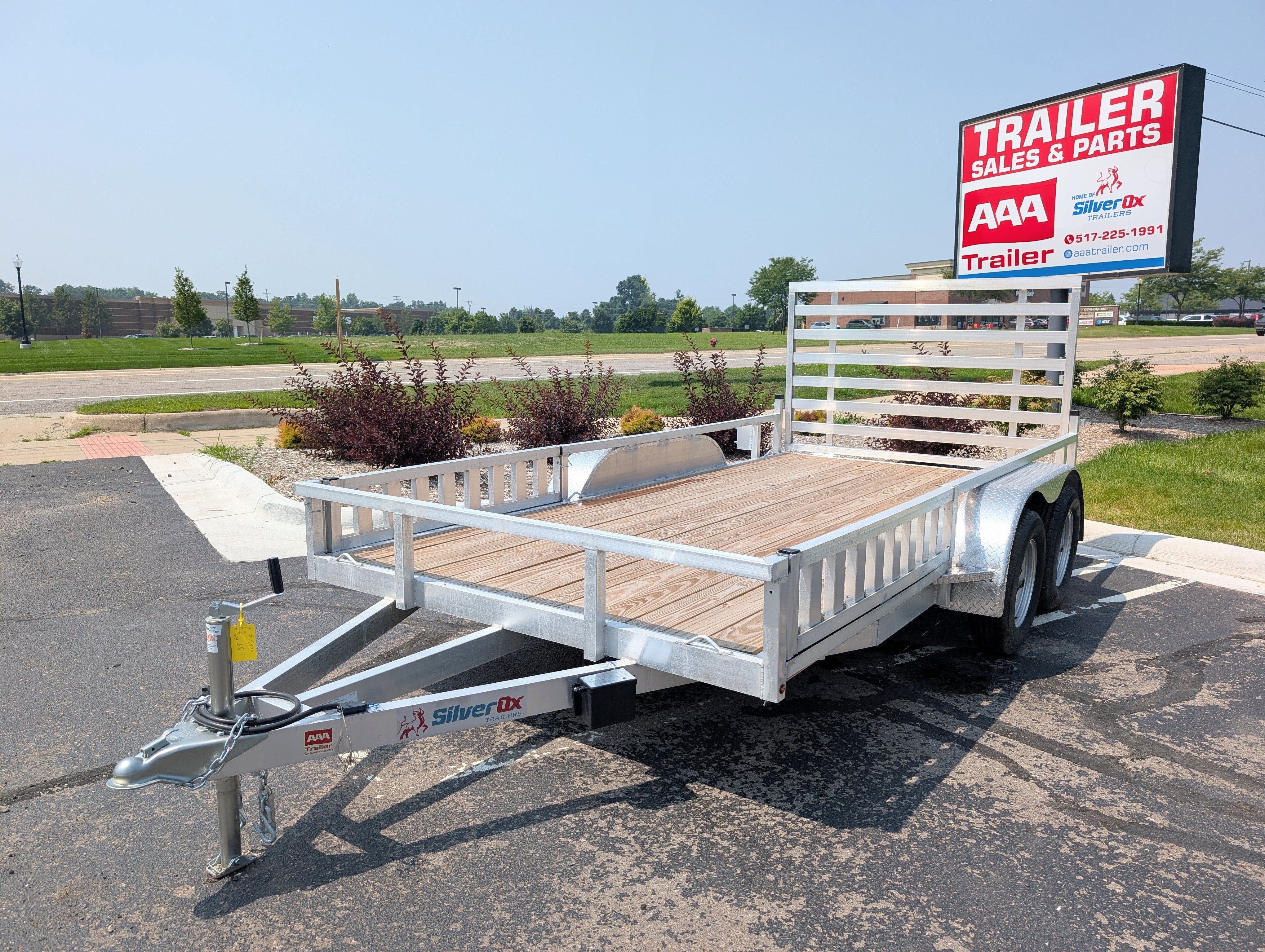 Silver Ox 7x14 Aluminum Tandem Axle Trailer – Side ATV Ramps | AAA Trailer - 5,792 lb, 7x14 - full product view | AAA Trailer