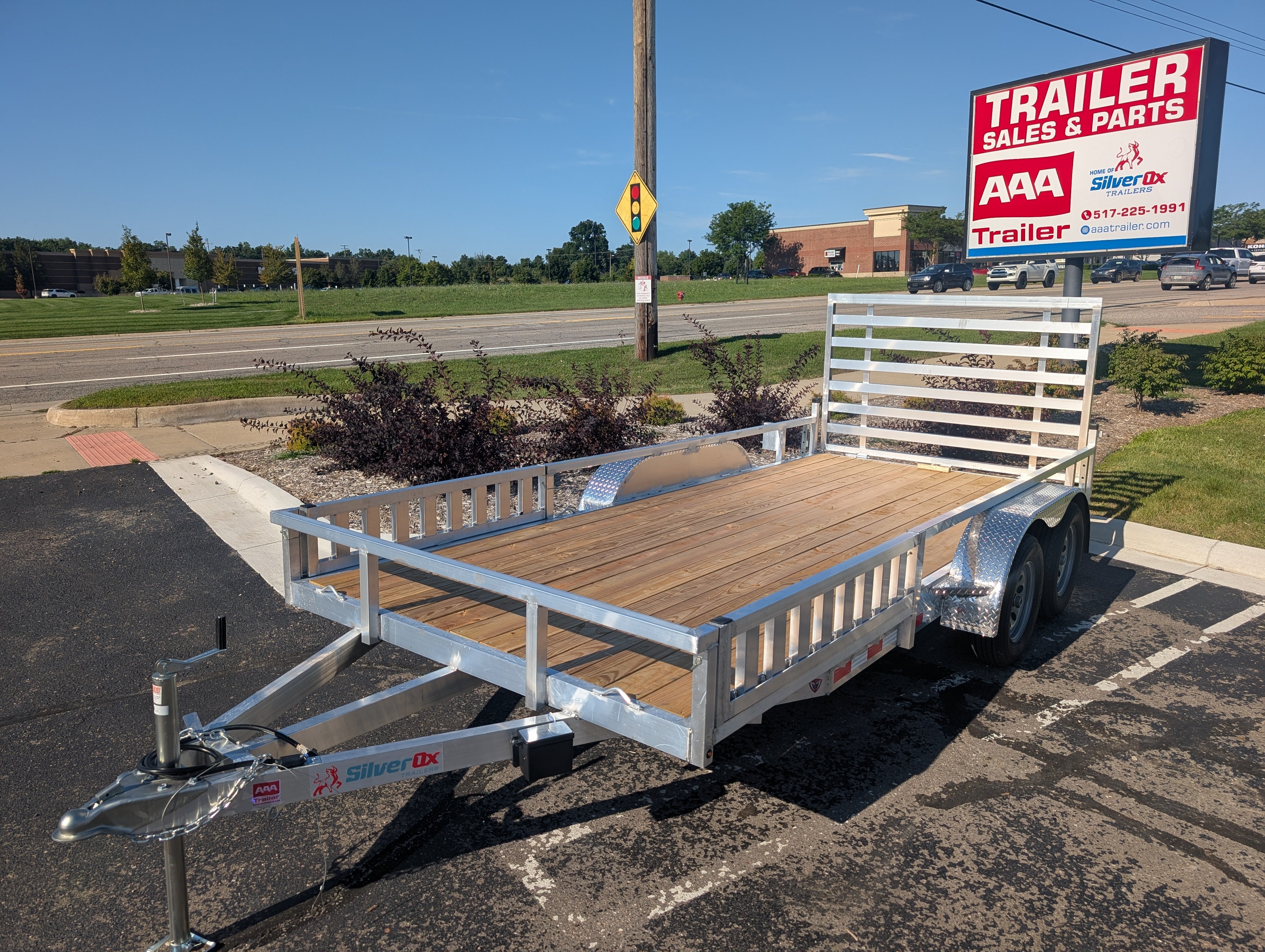 Silver Ox 7x16 tandem axle aluminum utility trailer with side ramps - main photo at AAA Trailer in Howell Michigan