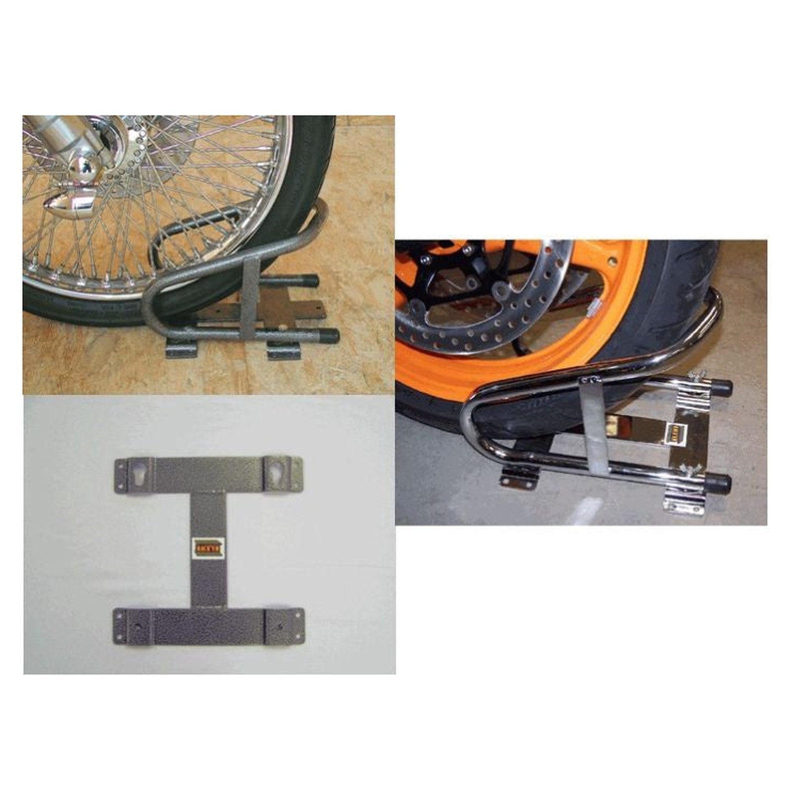 Durable Steel Motorcycle Wheel Chock for Secure Transport - full product view | AAA Trailer