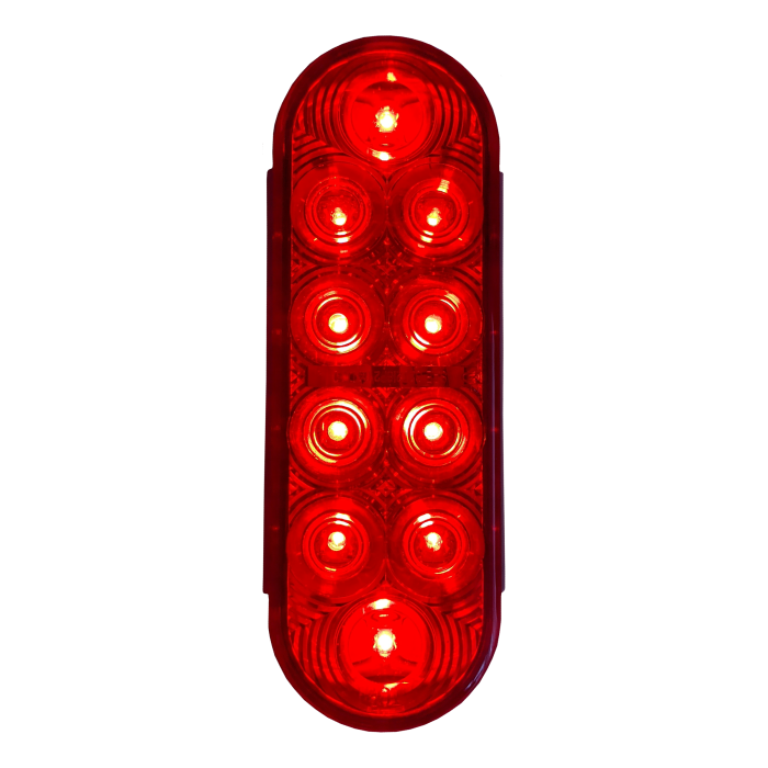Tecniq LED Oval Stop / Tail / Turn Lamp – 10 Diode Red Trailer Light (PL-3 Plug) - full product view | AAA Trailer