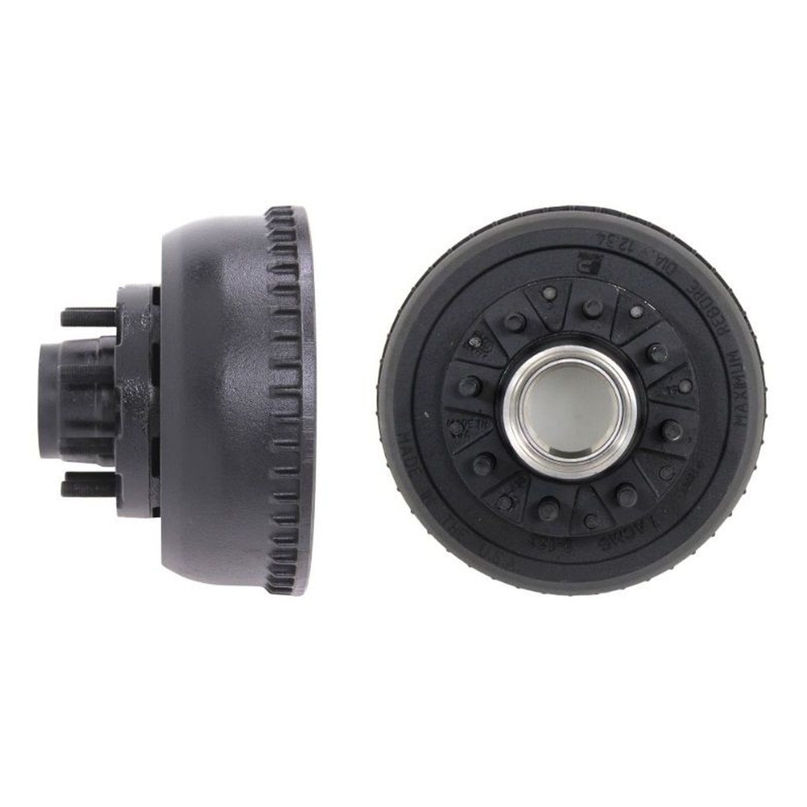 Dexter 2-Piece Trailer Brake Drum & Hub for 9-10K Axles 12-1/4 x 3-3/8 brakes - 10,000 lb - full product view | AAA Trailer
