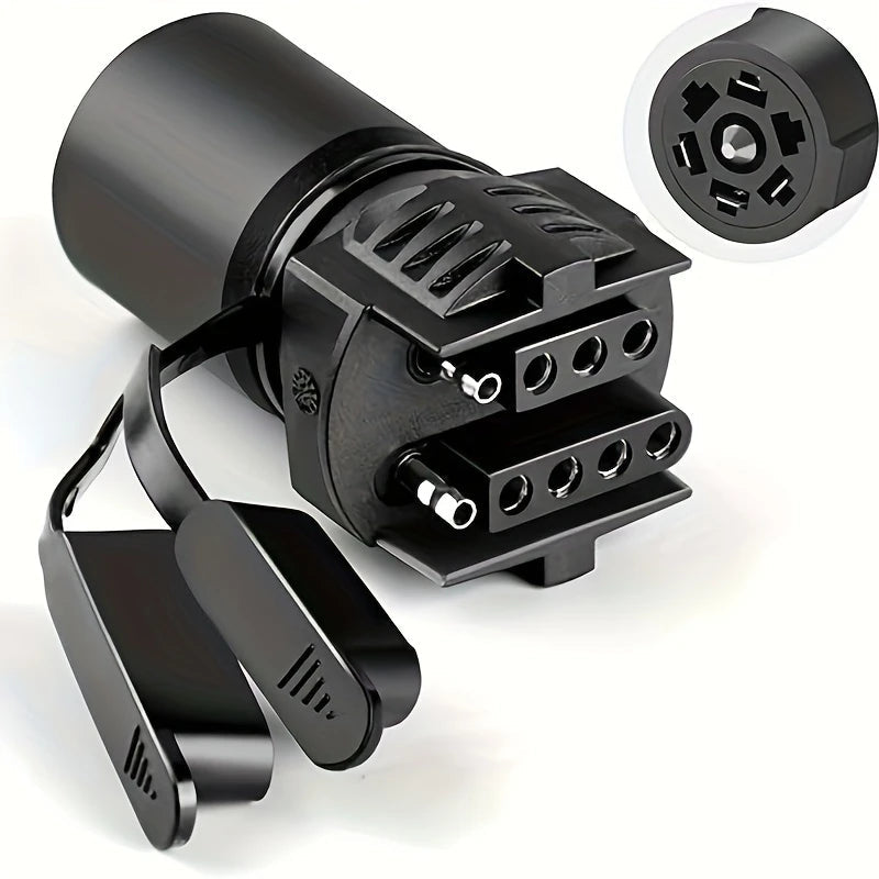 7-Way Round to 4 & 5 Pin Flat Trailer Adapter with Dust Covers - full product view | AAA Trailer