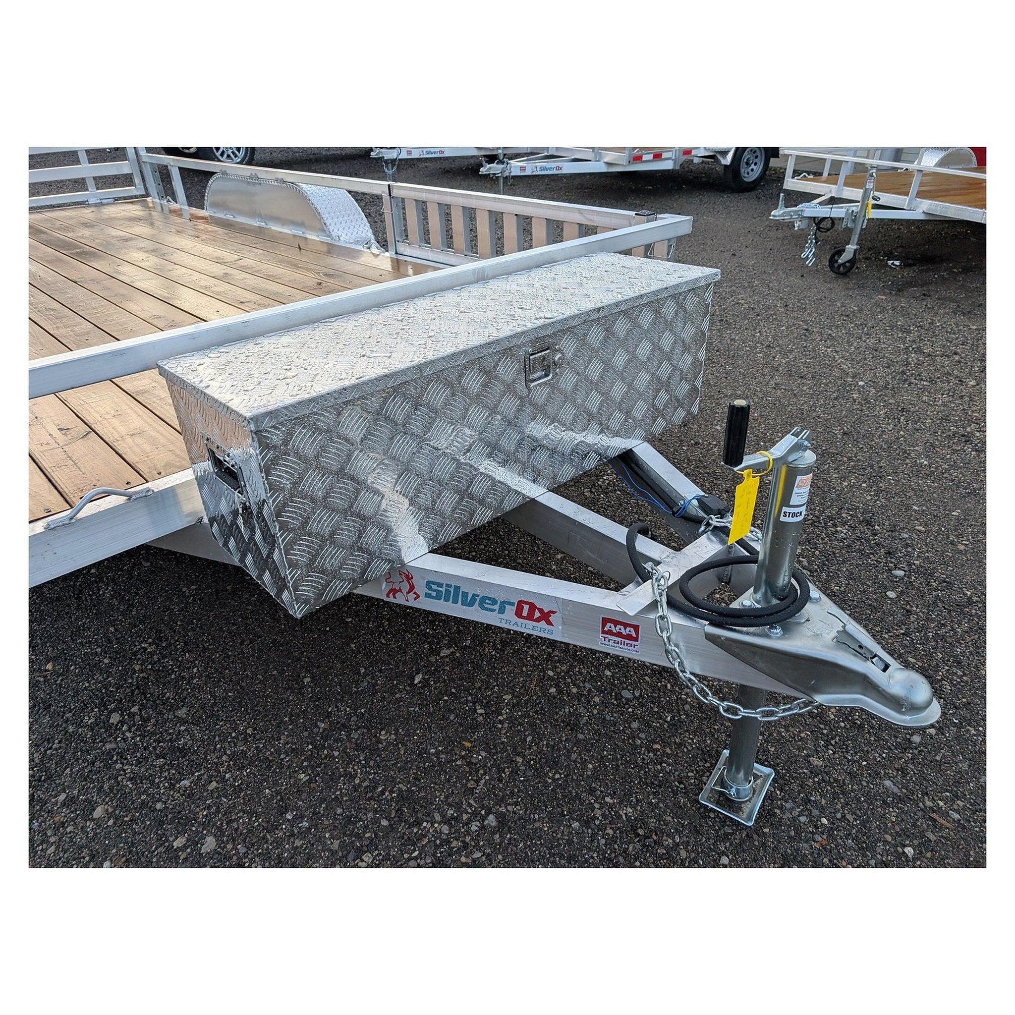 49 Inch Aluminum Diamond Plate Tool Box, Heavy Duty Waterproof Tongue Storage Organizer box - full product view | AAA Trailer