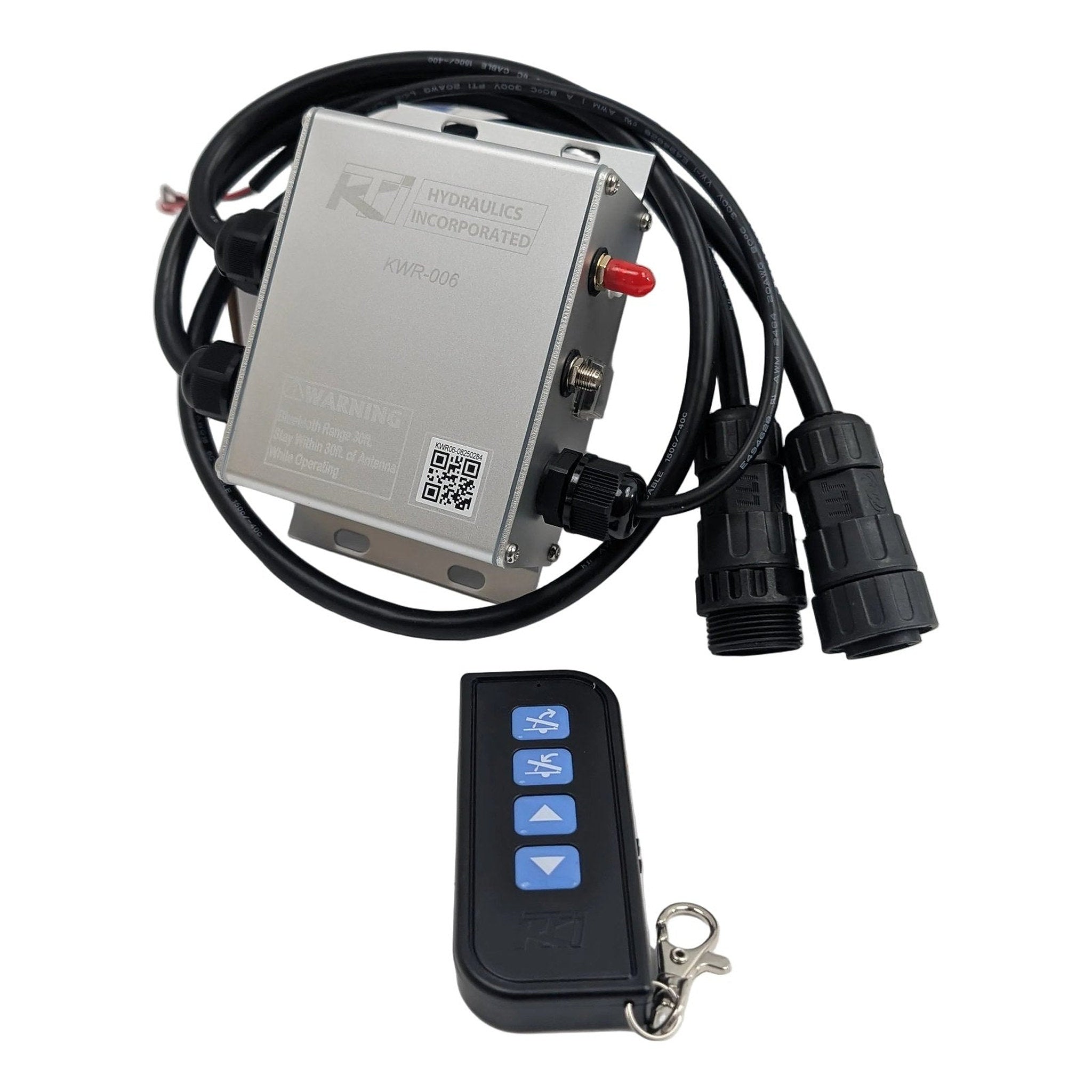KTI KWR-006 Bluetooth Wireless Hydraulic Controller – 4 Button Dump Trailer Remote - full product view | AAA Trailer