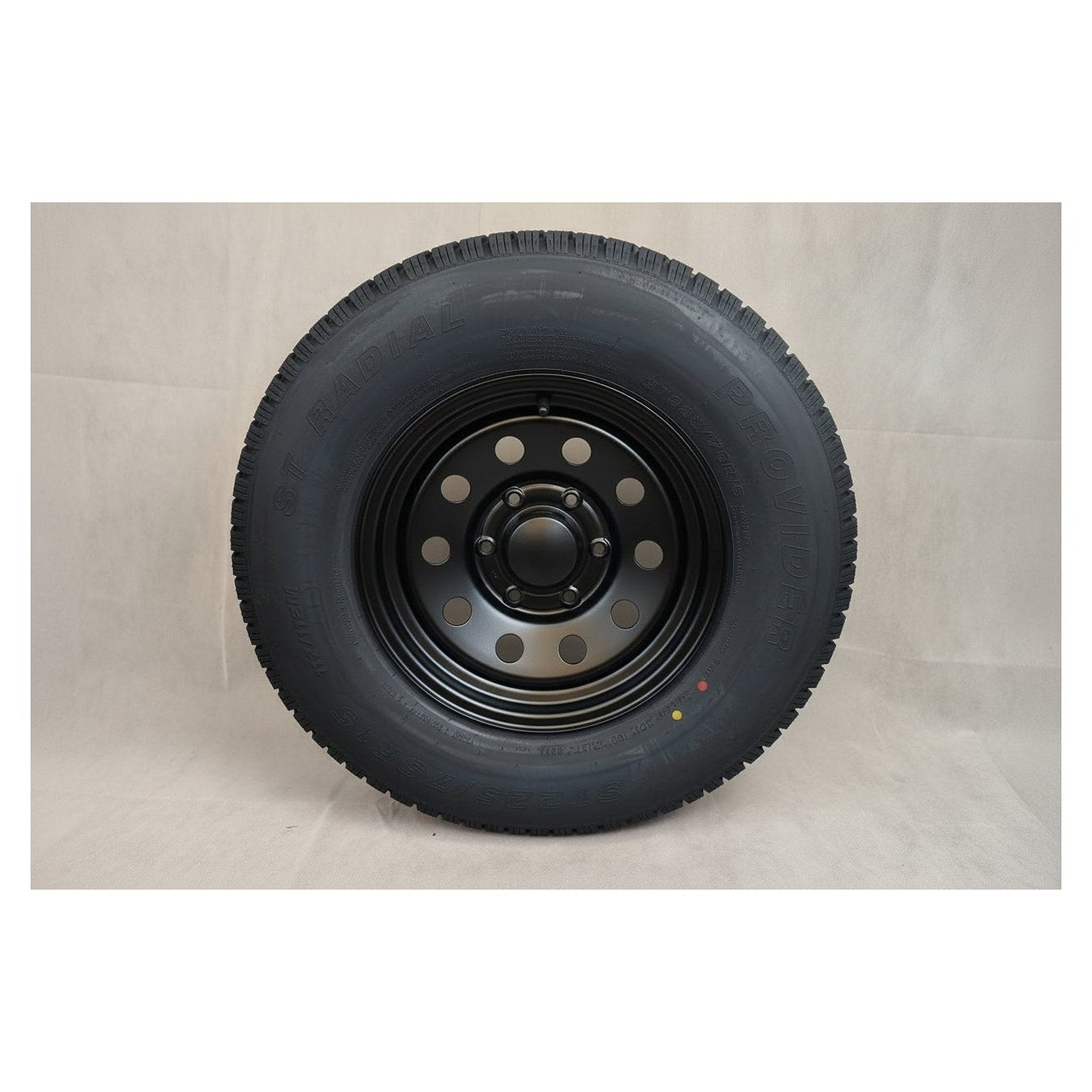ST 225/75R15 Trailer Tire and Wheel – Load Range E (10 Ply) | 6 Lug 15" Steel Wheel | Taskmaster Provider - 2,830 lb, 65 PSI,