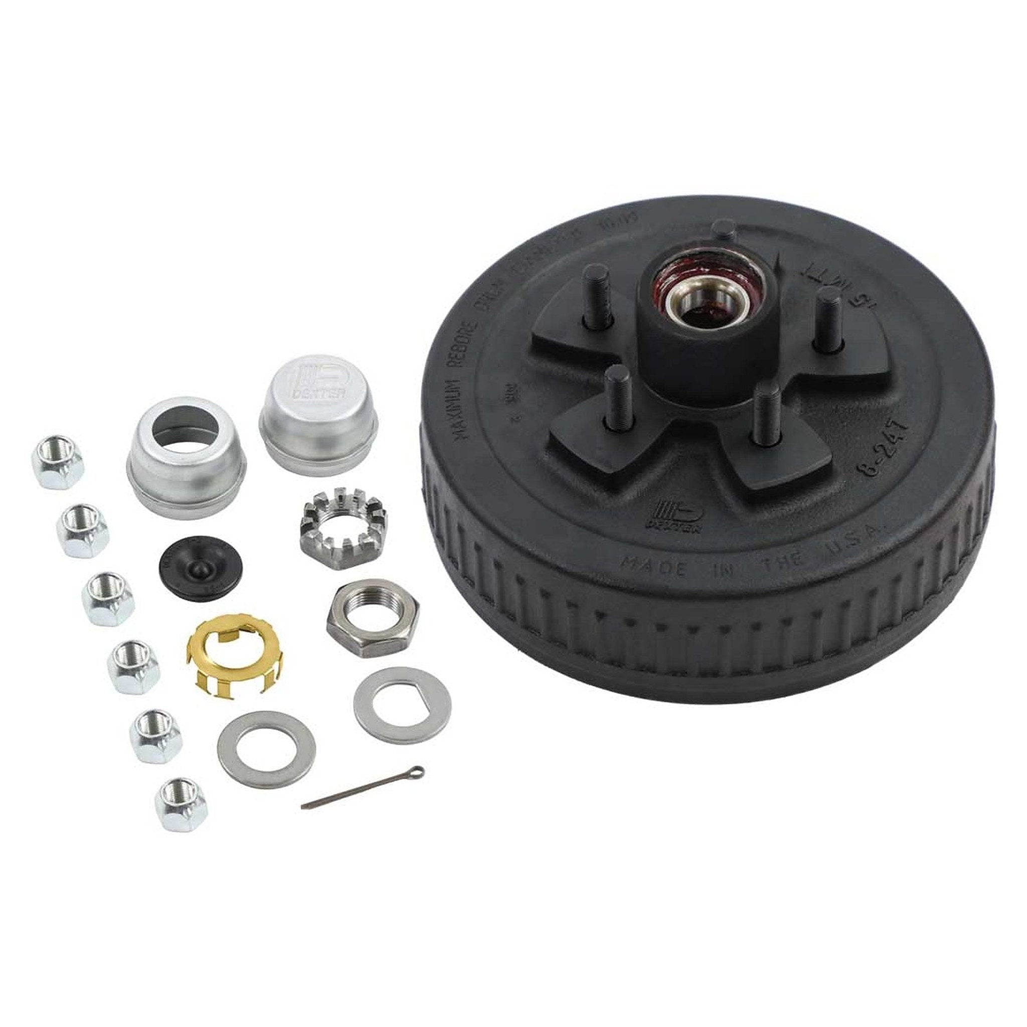 Dexter K08-247-1G Pre-Greased Hub & Drum Kit – 3,500 lb Axle | 5 on 4.5, 10" x 2-1/4" - 3,500 lb, 5x4.5 - full product view |
