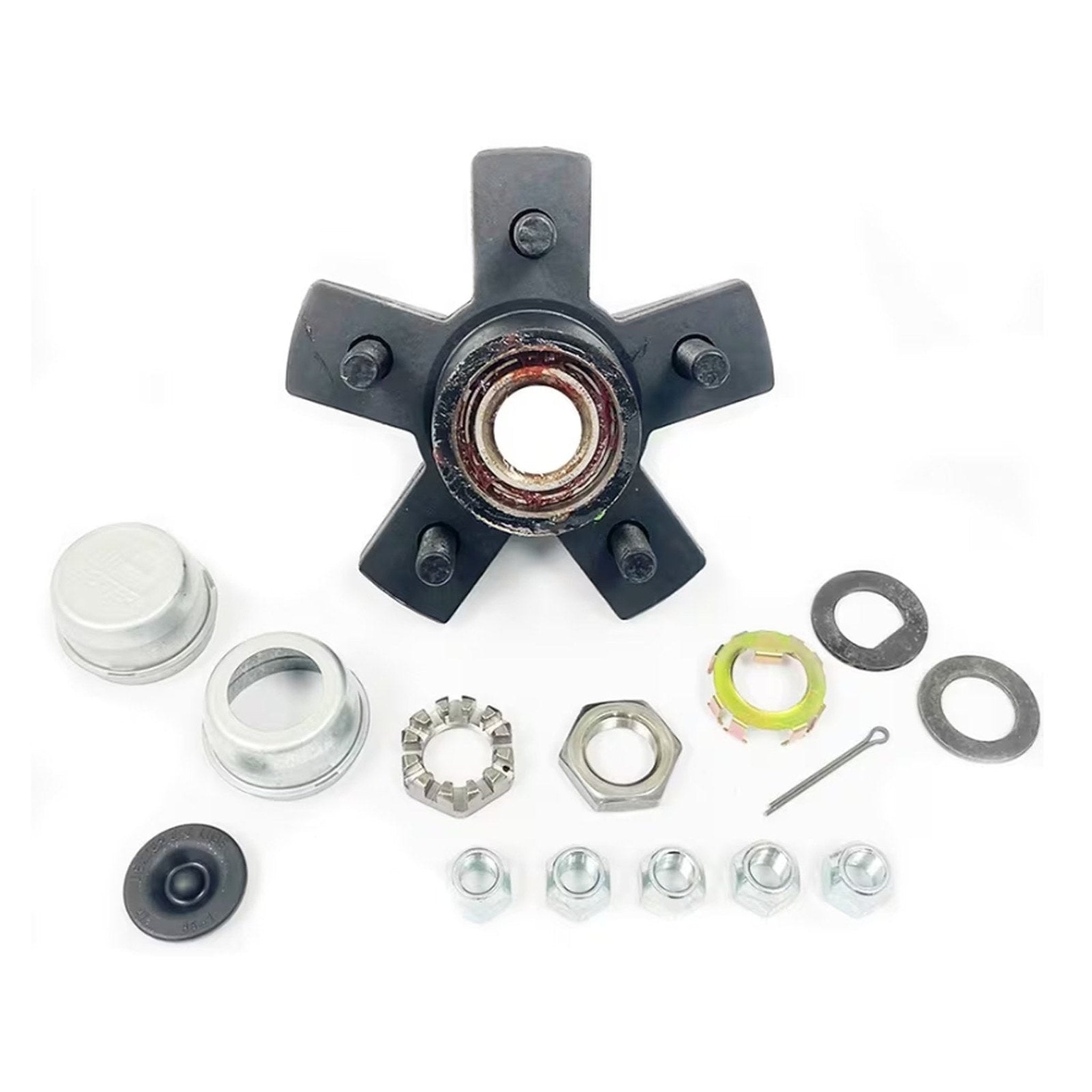 K08-259-1G Pre-Greased Trailer Hub Kit – 5 on 4.5" Bolt Pattern – Complete Idler Hub – Made in USA - 34 lbs - full product vi