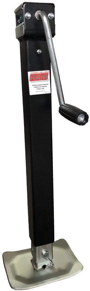 RAM 8,000 lb sidewind drop leg trailer jack, square direct-weld, 2-1/4" tube (TJD-8000S)