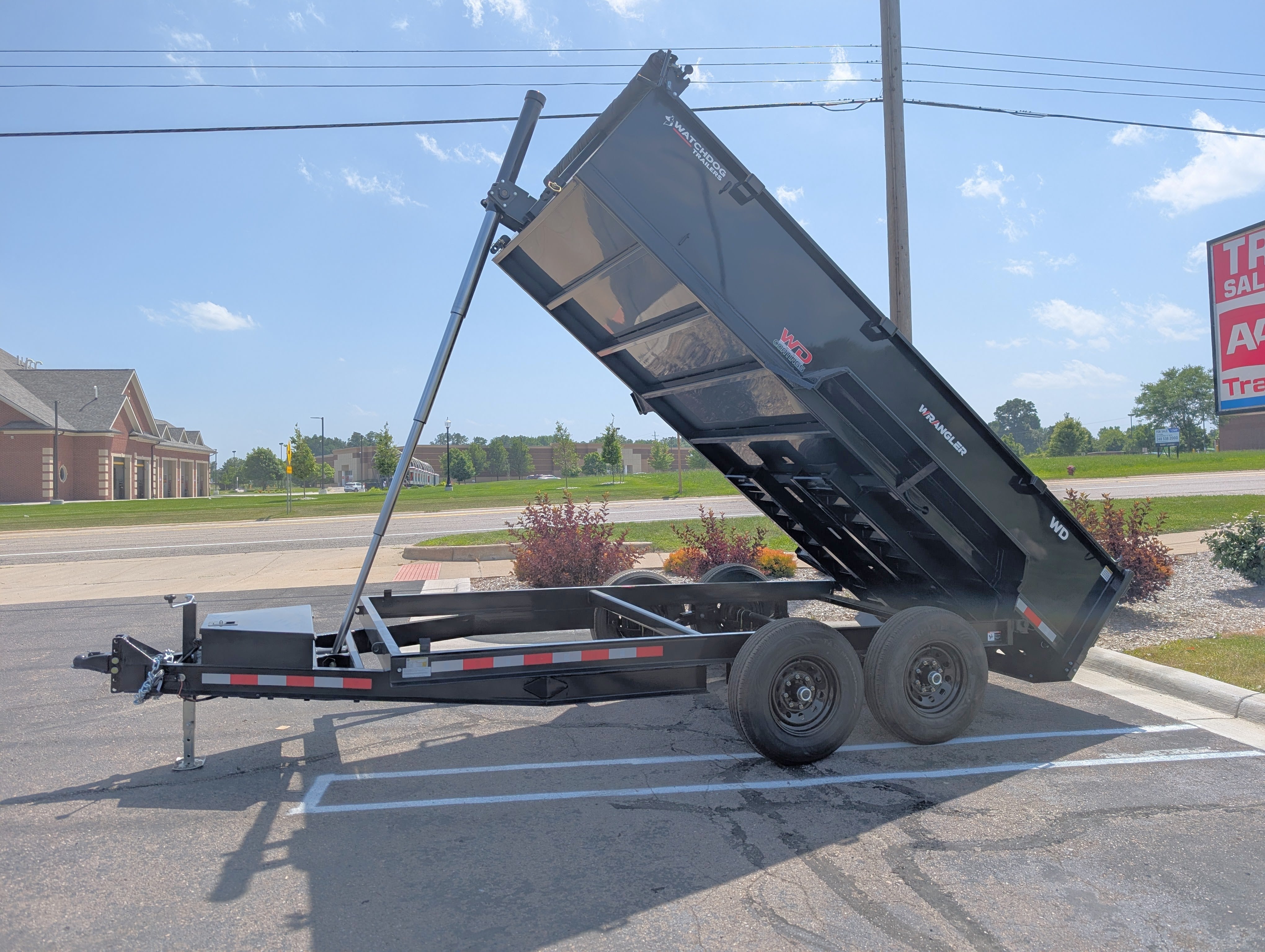 Watchdog Wrangler 7x14 dump trailer — 14K GVWR channel-frame build at AAA Trailer, Howell MI