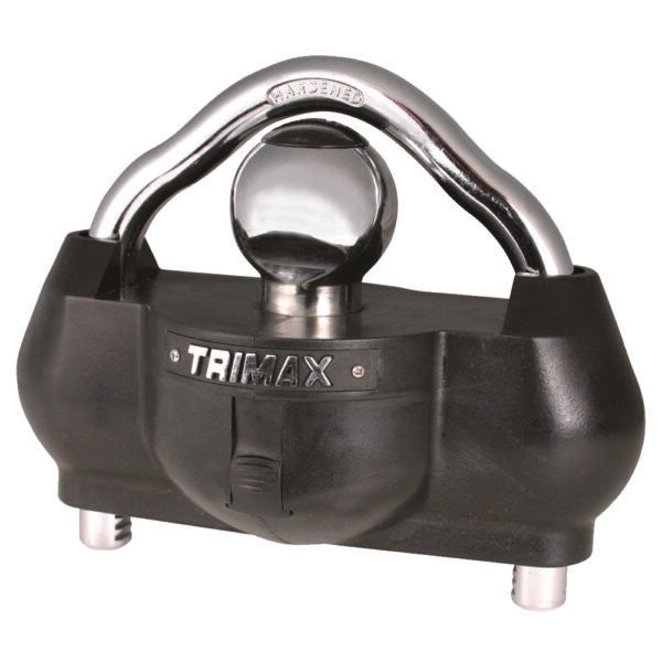 Trimax UMAX100 premium universal trailer coupler lock — official product photo