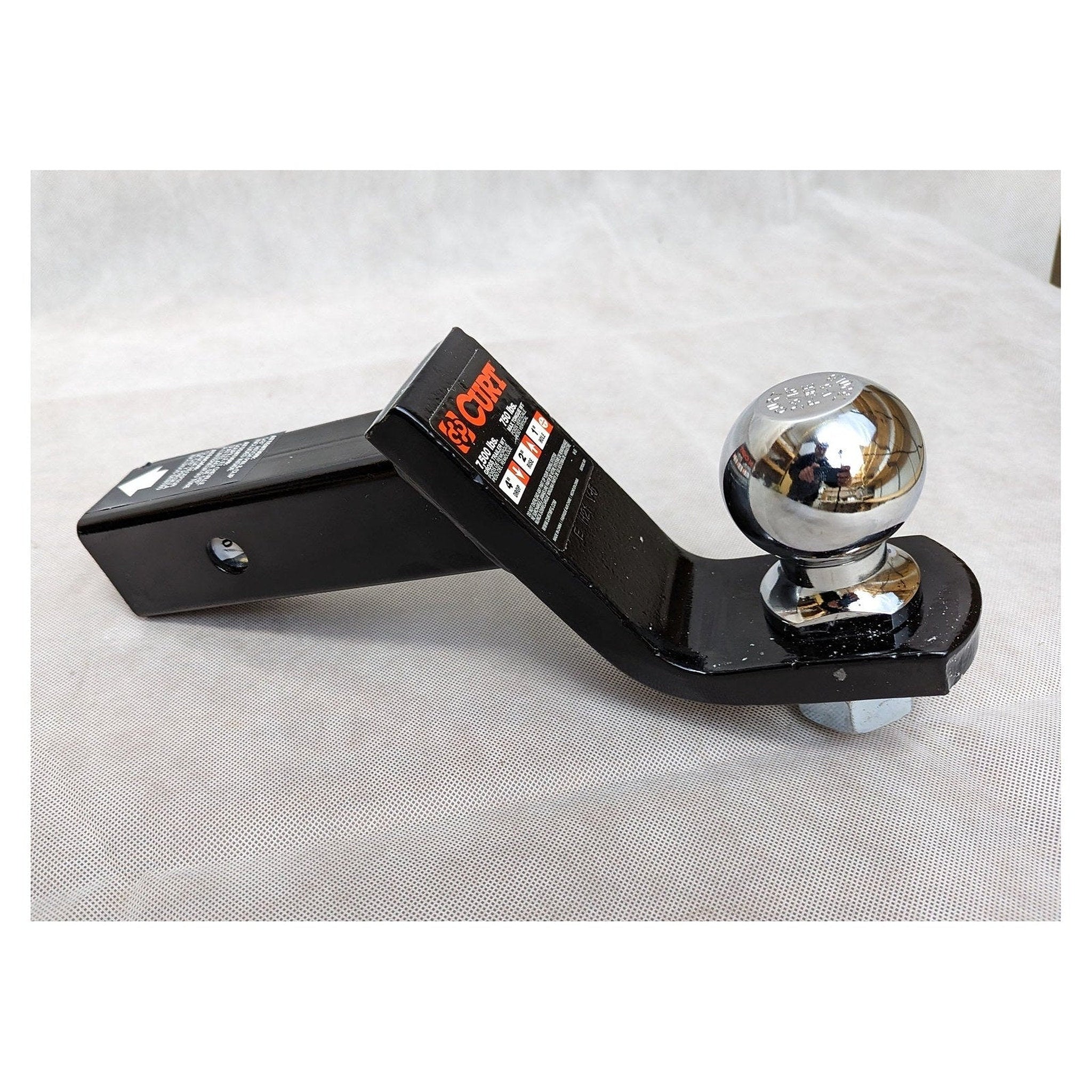 CURT 45042 Trailer Hitch Mount with 2-5/16-Inch Ball & Pin, Fits 2-Inch Receiver, 7,500 lbs, 4-Inch Drop , Black - 7,500 lbs 