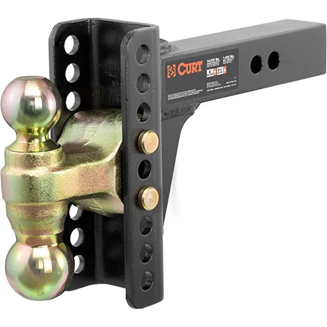 CURT 45900 Adjustable Trailer Hitch Ball Mount, 2-Inch Receiver, 6-Inch Drop, 2 and 2-5/16-Inch Balls, 14,000 lbs , Black
