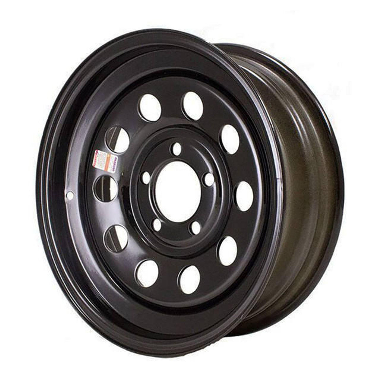 Dexstar 15" x 5" Trailer Wheel – 5 Lug on 4.5" Bolt Pattern Black Mod Steel Rim (3.19" Bore, 0 Offset) - 2200 lb - close-up v
