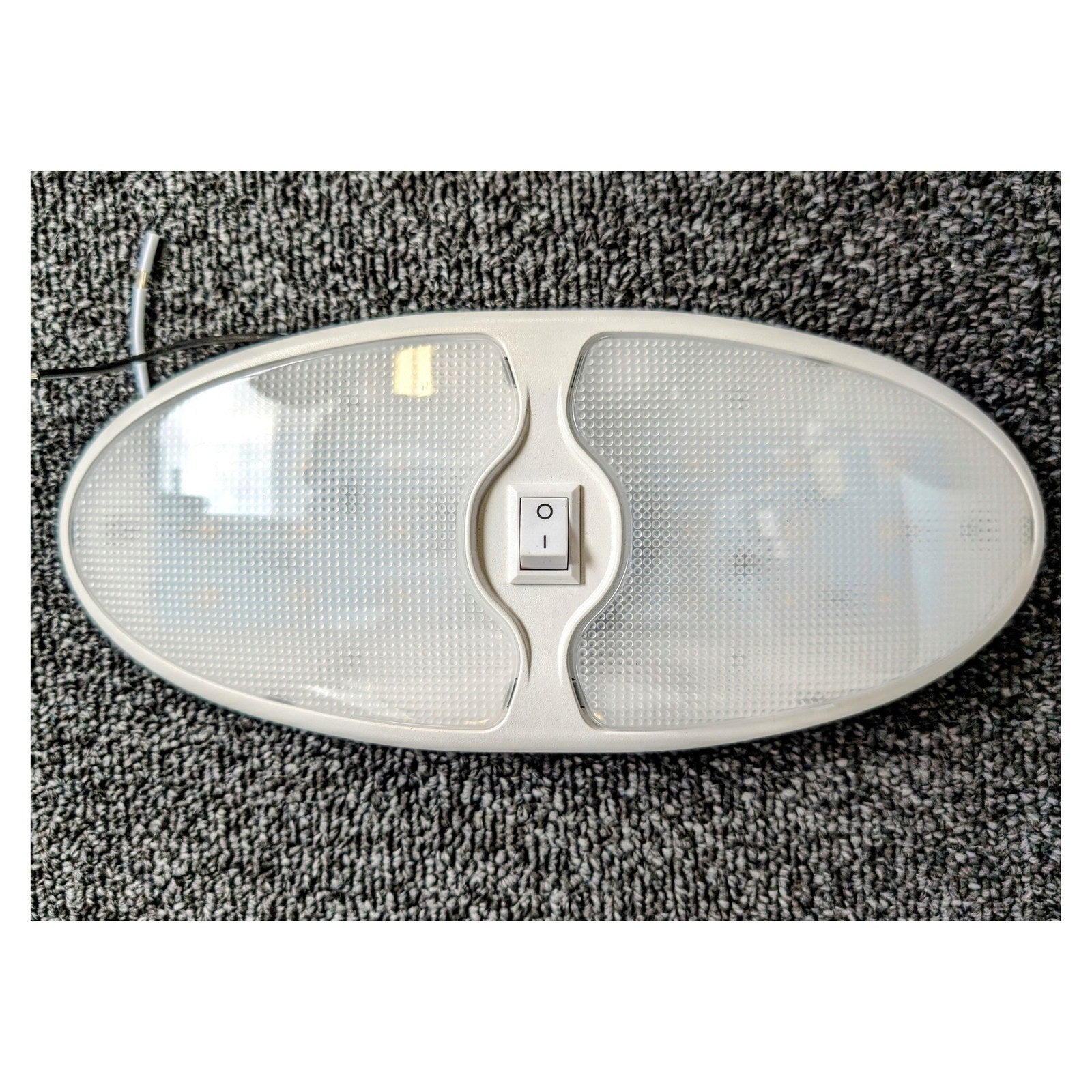 12V Dual LED Interior Light with Switch - White Finish - full product view | AAA Trailer