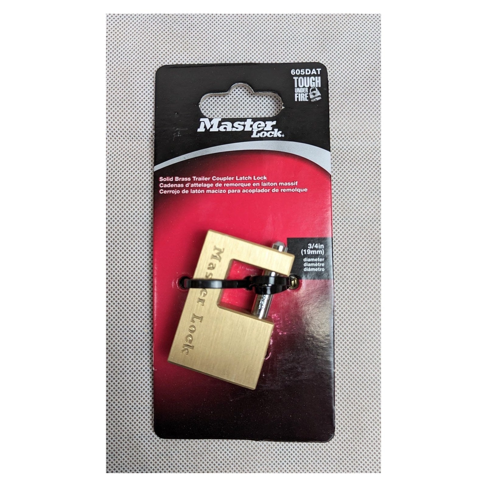 Master Lock Solid Brass Trailer Coupler Security Lock - full product view | AAA Trailer