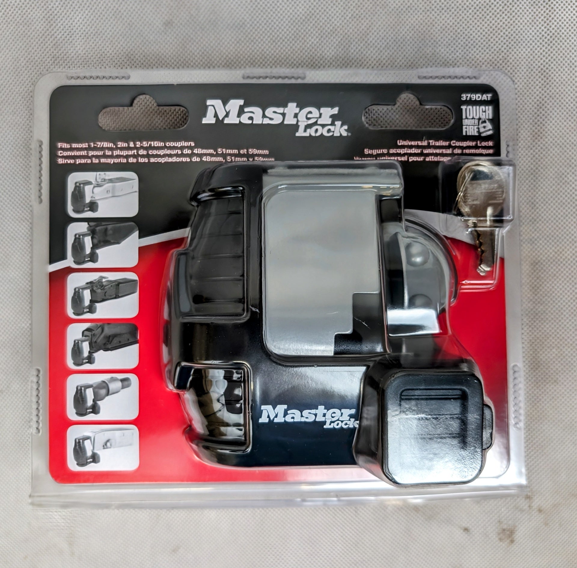 Master Lock Universal Trailer Coupler Lock – Heavy-Duty Trailer Tongue Lock - full product view | AAA Trailer